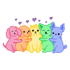 Rainbow dogs color stroke