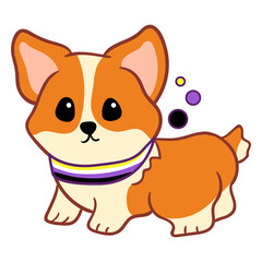 Dog non binary flag color stroke