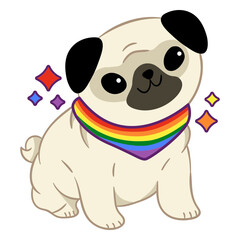 Dog pride flag color stroke