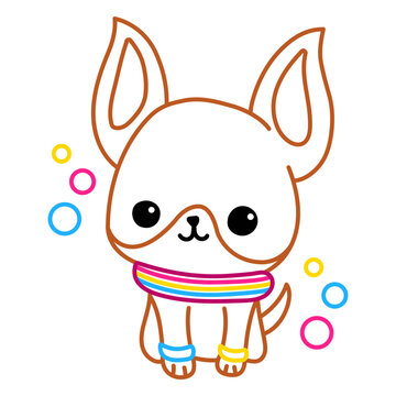 Cute chiuaua dog with pansexual pride flag 