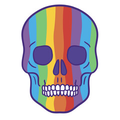 color stroke rainbow skull