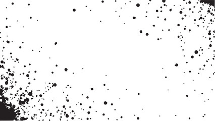 Grunge ink splash dots grained texture on white background. Ink splashes seamless pattern. Black and white spray texture.