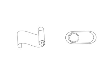 Minimalist scroll and toggle switch outline illustration design on a clean white background