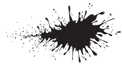 Ink splash isolated on white background. Black drop ink splatter. Black Ink splash texture background. 