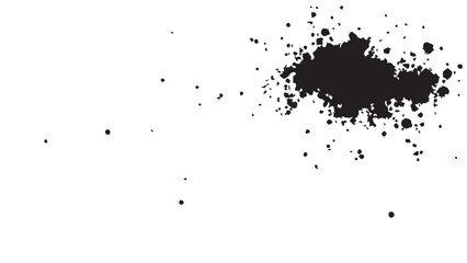 Ink splash isolated on white background. Black drop ink splatter. Black Ink splash texture background. 