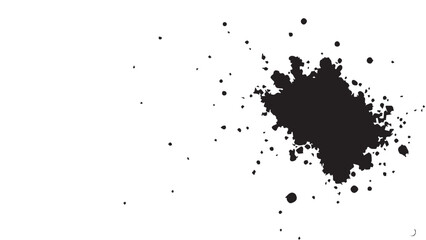 Ink splash isolated on white background. Black drop ink splatter. Black Ink splash texture background. 