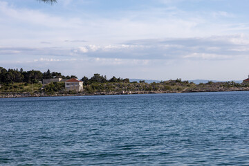Amazing Makarska beach with boats against adriatic sea in Makarska Riviera, Dalmatia