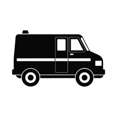 Emergency Response Ambulance Van silhouette vector art illustration