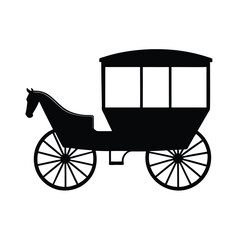 Traditional Amish Horse Drawn Buggy silhouette vector art illustration