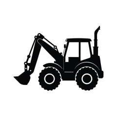 Naklejka premium Construction Backhoe Loader Vehicle silhouette vector art illustration