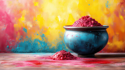 Happy holi poster template with colorful