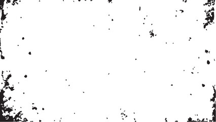 Grungy Black Ink Splatter Border on White Background. Black spots scattered across the white surface. Ink dots. 