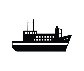 Obraz premium Ocean Freight Cargo Ship silhouette vector art illustration