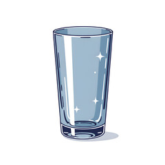 empty glass illustration with light reflection on glassware surface isolated on white background