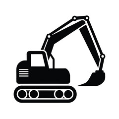 Heavy Construction Site Excavator silhouette vector art illustration