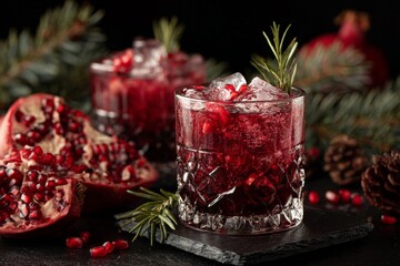 Refreshing pomegranate cocktail, a festive drink with rosemary, perfect for the holidays.