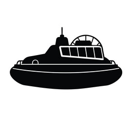 Amphibious Hovercraft Transport Vehicle silhouette vector art illustration