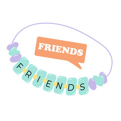 Friends bracelet with beads. Cute friendship elements.