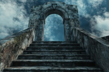 Majestic Stairway: Ancient Steps Leading to the Celestial Sky Above