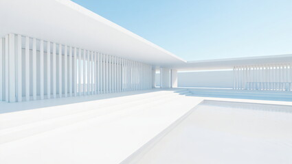 Obraz premium Modern White Architectural Design with Clean Lines and Sunlight