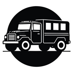 Heavy Duty Overland Cargo Truck silhouette vector art illustration