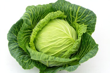 Fototapeta premium Fresh Green Cabbage Healthy Vegetable, Cooking Ingredient, cabbage, vegetable, green, fresh, food, styling, visual, wellbeing, picture, stock, wellness, preparation, vibrant, produce, vitamin, single