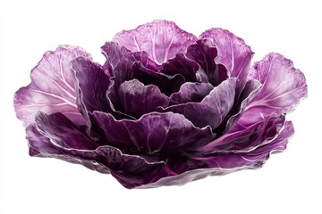 Obraz premium Vibrant Red Cabbage Isolated on White Background - Fresh Purple Vegetable Delight