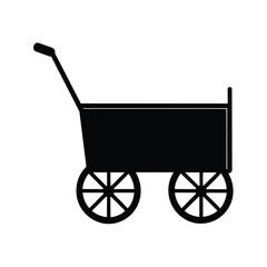 Traditional Pushcart Vendor Wagon silhouette vector art illustration