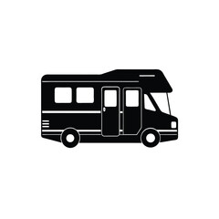 Recreational Vehicle RV Camper silhouette vector art illustration
