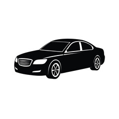 Modern Four-Door Sedan Car silhouette vector art illustration