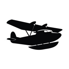 Seaplane Amphibious Aircraft silhouette vector art illustration