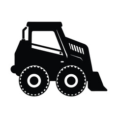 Compact Skid Steer Loader Construction Machine silhouette vector art illustration
