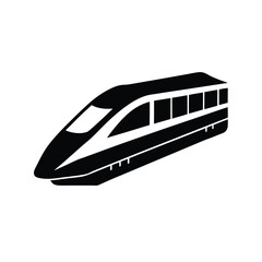 Japanese Shinkansen Bullet Train silhouette vector art illustration