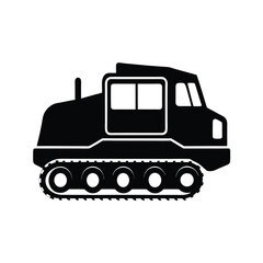 Tracked Snowcat Vehicle for Snow Terrain silhouette vector art illustration
