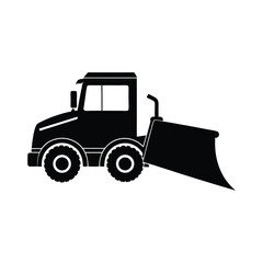 Road Clearing Snowplow Truck silhouette vector art illustration