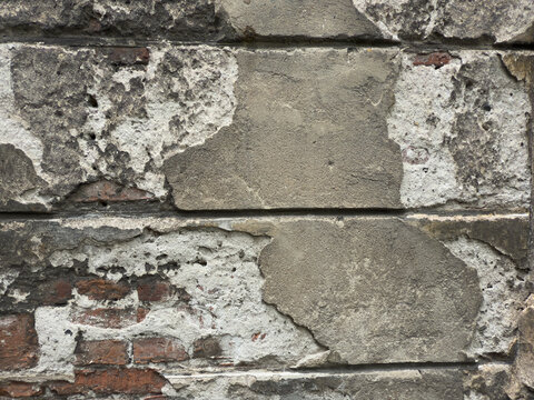 Fototapeta Old red brick wall, mur ściana z czerwonej cegły, kamienna 