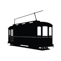 Urban Streetcar Tram Vehicle silhouette vector art illustration