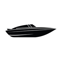 Fast Motor Speedboat Vessel silhouette vector art illustration