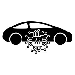 Vehicle AI Icon, Autonomous Driving Technology Symbol