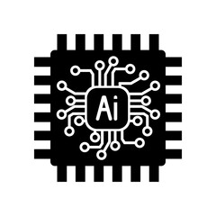 AI Chip Icon, Artificial Intelligence Processor Symbol