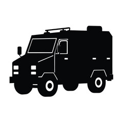 Tactical SWAT Armored Truck silhouette vector art illustration