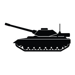 Heavy Armored Military Tank silhouette vector art illustration