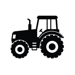 Agricultural Farm Tractor Machine silhouette vector art illustration