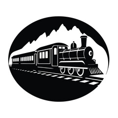 Passenger Train Silhouette in Motion silhouette vector art illustration