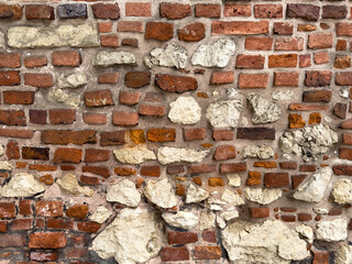 Old red brick wall, mur ściana z czerwonej cegły, kamienna  © MR. Stanek