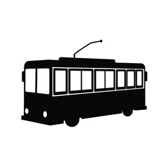 Electric Powered Trolleybus silhouette vector art illustration