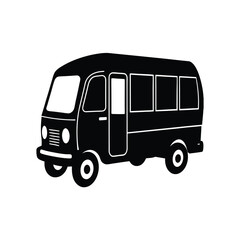 Ghanaian Tro Tro Public Transport silhouette vector art illustration