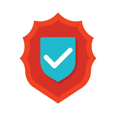 Security shield with check mark protection guarantee assurance validation icon