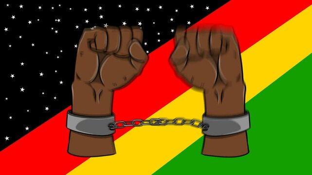 Loop Animation of Juneteenth Celebration &ndash; Raised Fists and Broken Chains
