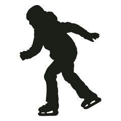Little boy ice skating silhouette